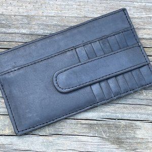 Card Holders Wallet Handmade Black Genuine Leather Long Purse Multi Card holder